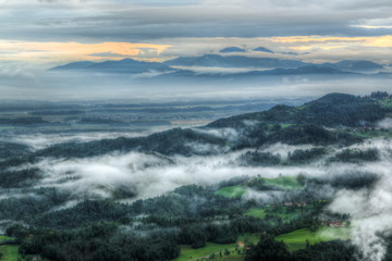 Villages near Kamnik in the early morning, Slovenia