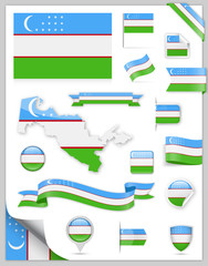 Uzbekistan Flag Set - Vector Collection