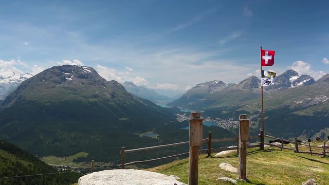 Panorama of the Upper Engadine from Muottas Muragl.
