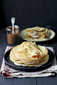 Stack of crepes on a plate