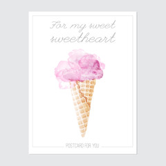 Ready postcard with ace cream
