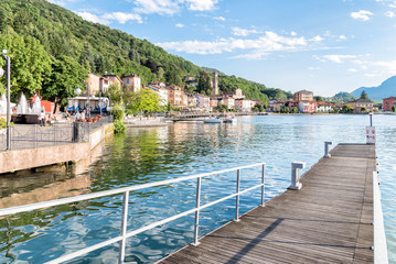 Fototapeta na wymiar Porto Ceresio is a comune on Lake Lugano in the province of Varese in the italian region Lombardy, Italy