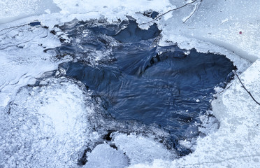 flowing water under ice