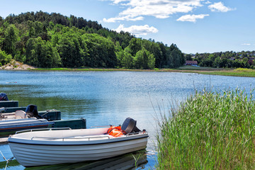 Fototapeta na wymiar traditonal fishing boats in port, Norway