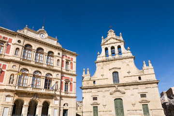 Fototapeta na wymiar City hall and church, Grammichele, Sicily
