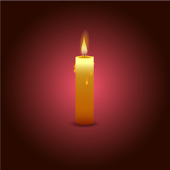 Vector candle with flame , candlelight christmas and birthday card template.