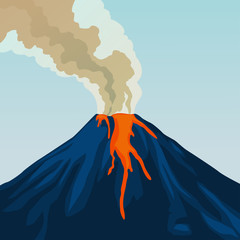 Crater mountain volcano hot natural eruption. 