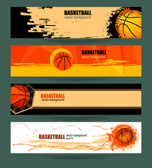 Obraz premium Set basketball banner. Web template. Grunge background polygon. EPS file is layered.
