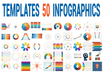 Obraz premium 50 Vector Templates for Infographics for seven positions.
