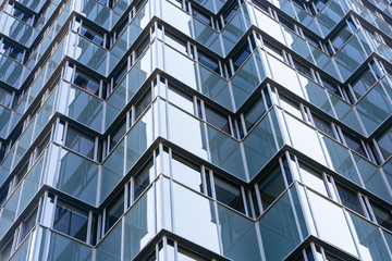 Glass facade of a modern skyscraper