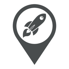 Icono plano localizacion cohete espacial gris © teracreonte