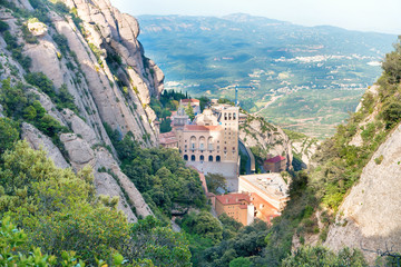 Fototapeta na wymiar Montserrat mountain and famous monastery