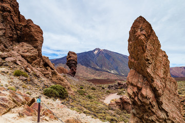 Famous Finger Of God rock in Teide national park. Tenerife island - Canary, Spain