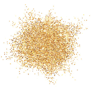 Bright glowing metallic texture. Glamour shining gold glitter vector illustration with sparkles for Christmas design.