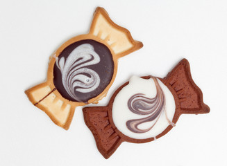 two cookies in the shape of candy