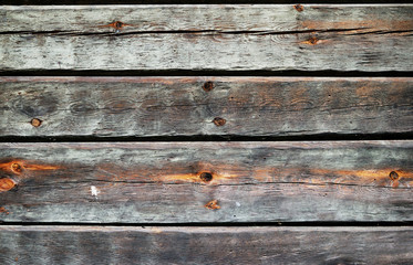 Timber wall of old wooden house