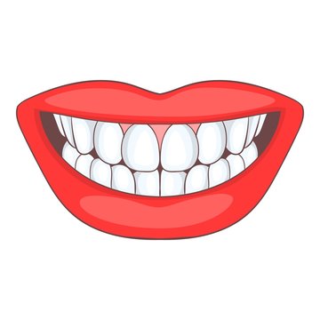 Smile with white tooth icon. Cartoon illustration of smile vector icon for web design