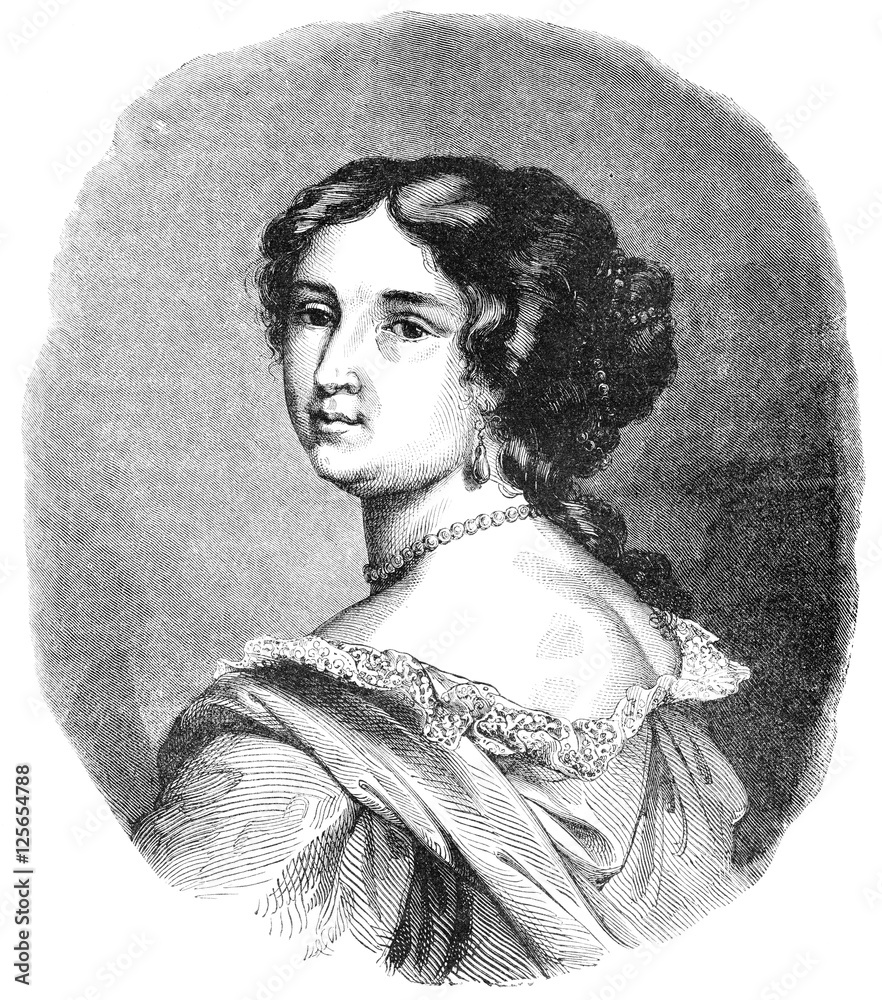 Poster Madame de Maintenon, vintage engraving.