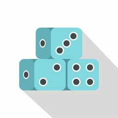 Blue dice cubes icon. Flat illustration of dice cubes vector icon for web isolated on white background