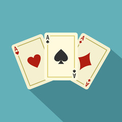 Aces playing cards icon. Flat illustration of aces playing cards vector icon for web isolated on baby blue background