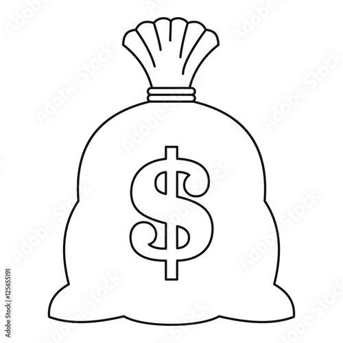 "Money bag icon. Outline illustration of money bag vector icon for web