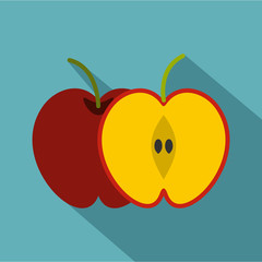 Red apple icon. Flat illustration of red apple vector icon for web isolated on baby blue background