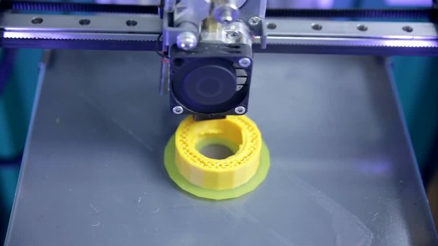 3D Printer. Printing with Plastic Wire Filament on 3D printer. HD.