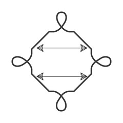 silhouette with continued lines and two arrows vector illustration