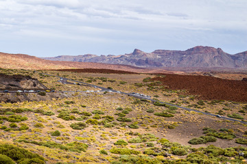 Vulcanic landscape resembling Mars in Tenerife, Spain