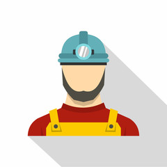 Male miner icon. Flat illustration of male miner vector icon for web