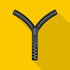 Zipper with lock icon. Flat illustration of zipper with lock vector icon for web