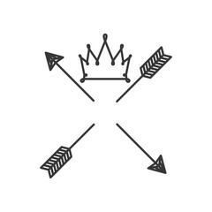 silhouette with crown over arrows vector illustration