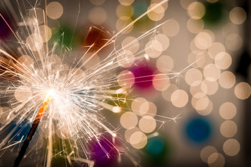 Colorful sparkler New Year celebration
