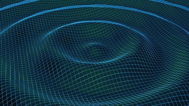 Blue wireframe ripple.