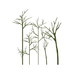 silhouette with trees without leafs vector illustration