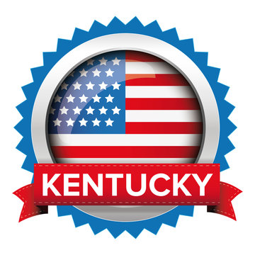 Kentucky And USA Flag Badge Vector