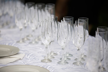 Catering service. Glasses for champagne or wine