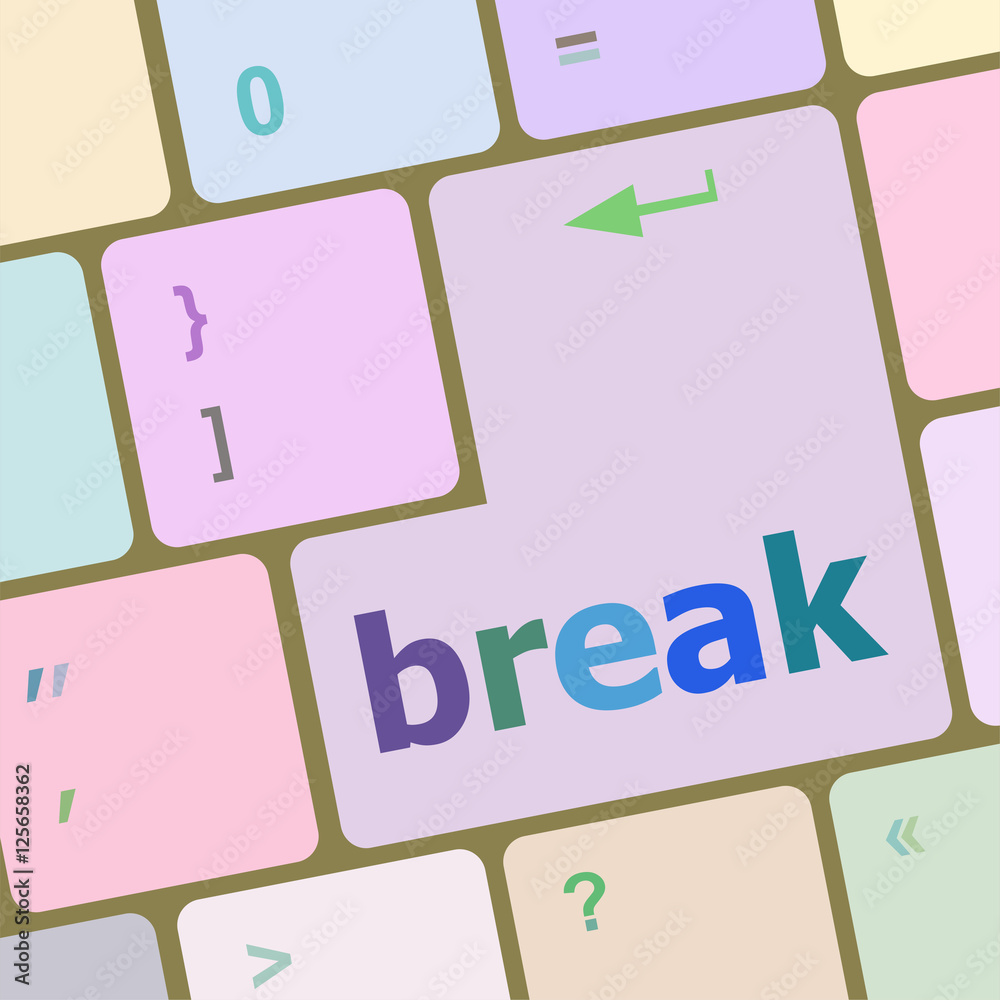 Poster button with break on computer keyboard. business concept
