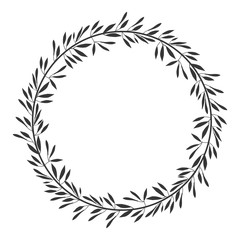 gray scale decorative crown of branch olive