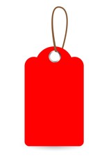 Red Blank Tag, isolated on white, with soft shadow at the bottom
