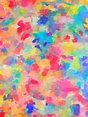 Digital watercolor painting of multi-color paints on fabric. Colors include red, pink, blue, turquoise, green and yellow.