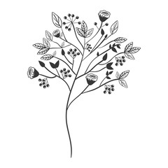 gray scale with floral branch vector illustration