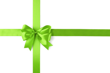 Festive ribbon bow on white background