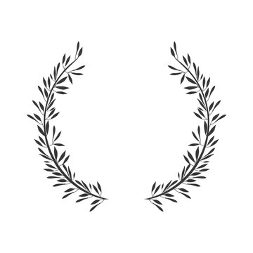 gray scale crown formed with two olive branch vector illustration