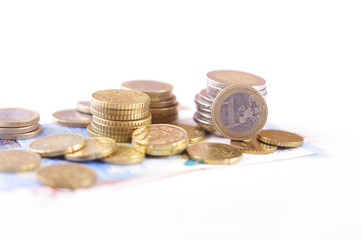 Geld, Euromünzen und Scheine