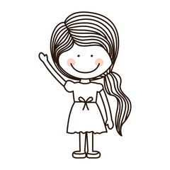silhouette girl with raised hand vector illustration