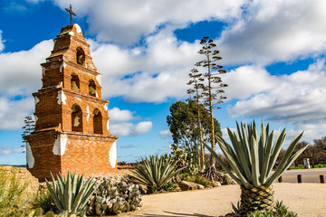 Naklejka premium Mission Bells in Belltower at Catholic Spanish Mission, San Miguel, California