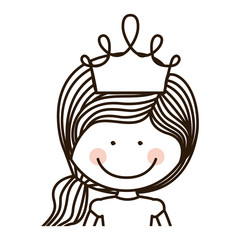 silhouette half body girl with crown vector illustration