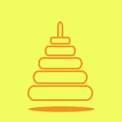 Baby toys pyramid cute icon in trendy flat style isolated on color background. Baby symbol for your design, logo, UI. Vector illustration, EPS10. Line style. 