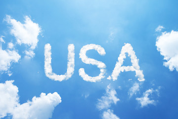 Naklejka na ściany i meble USA cloud word on sky.